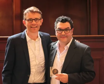 Rui Costa (right) with Pieter Roelfsema, Director of The Netherlands Institute for Neuroscience (credit: Chris De Zeeuw).