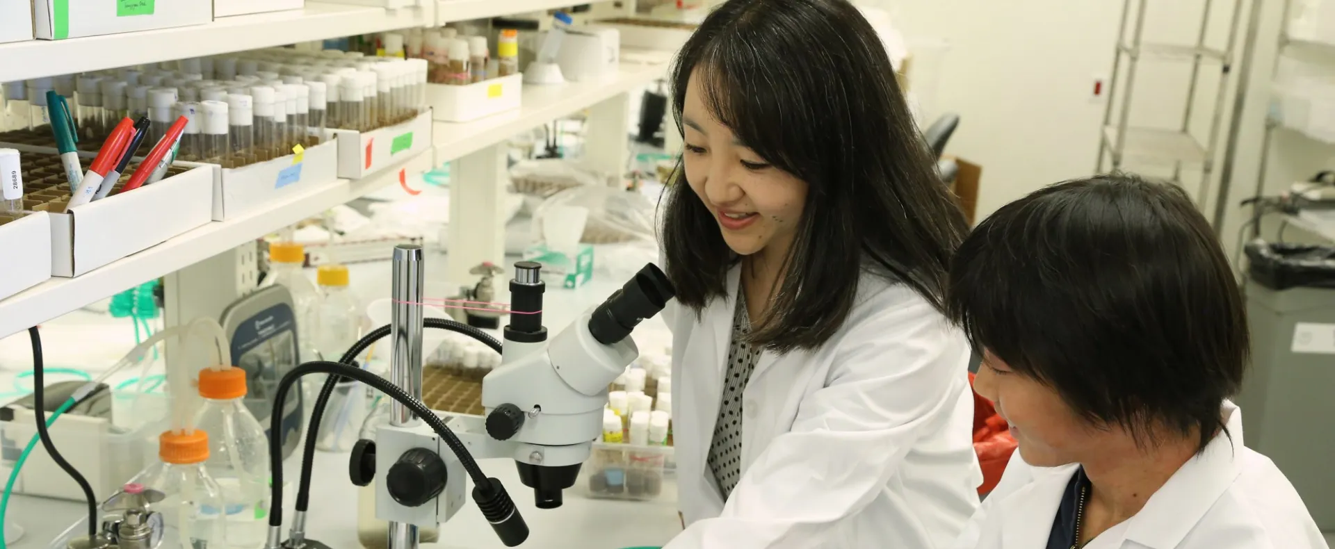 Student and mentor in a lab